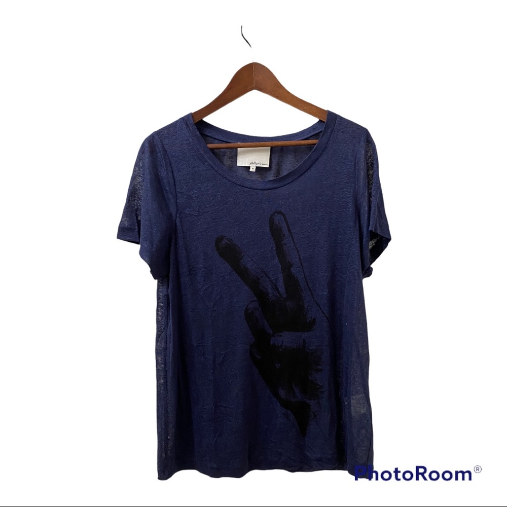 3.1 Phillip Lim Hand Printed Graphic Peace Sign Tshirt